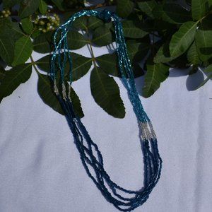 Shades of Blue and Clear Beads Necklace